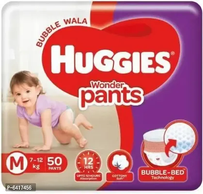 Huggies W Size Baby Diaper Pants, 7 - 12 kg, 50 count, with Bubble Bed Technology for comfort