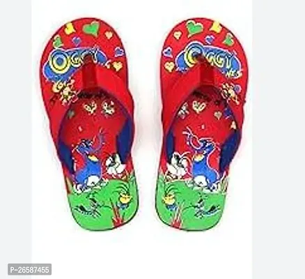 Unisex Red Faux Leather Printed Slippers For Kids-thumb0