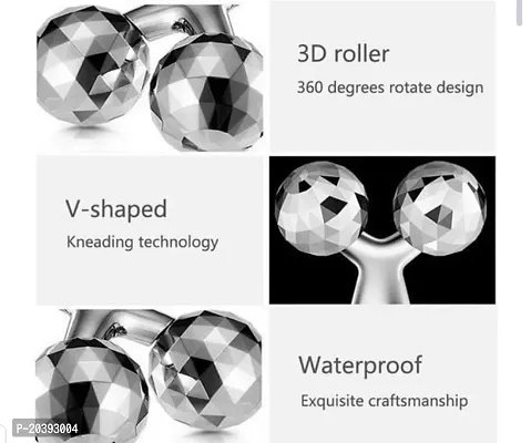 Varma - Manual 3D Massager Roller 360 Rotate Face Full Body Shape for Skin Lifting Wrinkle Remover Facial Massage Relaxation Tool, 15.5 x 9.5 x 5 cm, Silver-thumb3