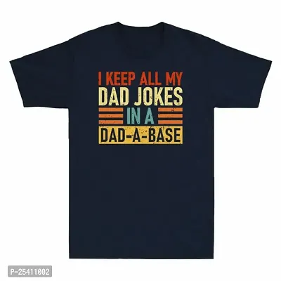 LAMS I Keep All My Dad Jokes in A Dad-a-Base Funny Dad Joke Gift Retro Men's T-Shirt Navy071-thumb0