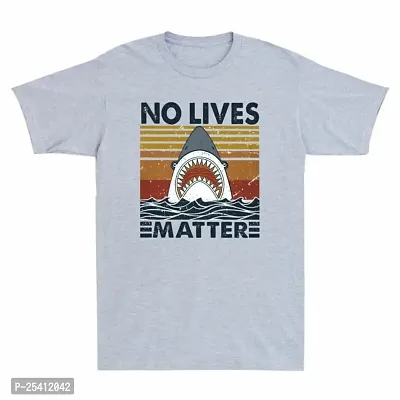 LAMS Shark No Lives Matter Funny Parody Vintage Men's Short Sleeve T-Shirt Cotton Tee Grey361