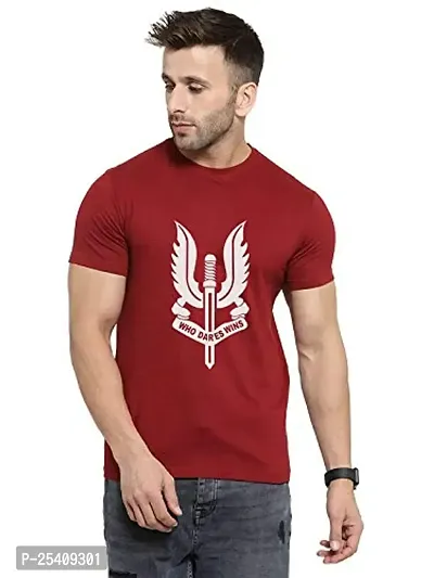 LAMS Balidan | Indian Army Printed 100% Cotton Biowash T-Shirt 180GSM for Men Maroon S