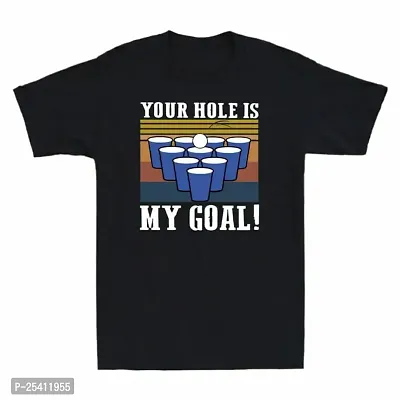 LAMS Beer Pong Your Hole is My Goal Vintage Humor Men Short Sleeve T-Shirt Cotton Tee Black442