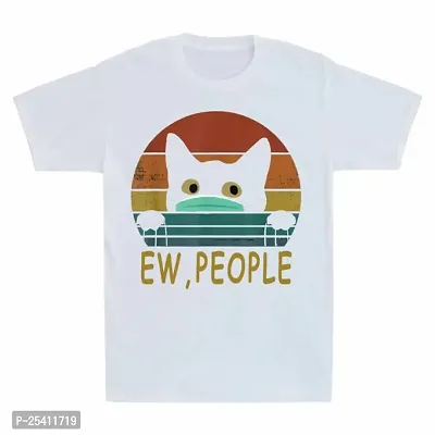 LAMS Ew People Black Cat Men's T Shirt Cat Lover Short Sleeve Tee Retro Gift Top Tee White238-thumb0