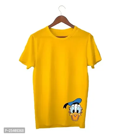 LAMS Donald Duck: Happy Face Mens and Womens Graphic Printed Cotton T-Shirt Multi-Colored Funky Instagram Trending Round Neck T Shirt 100% Cotton Biowash T-Shirt 180GSM for Man Yellow