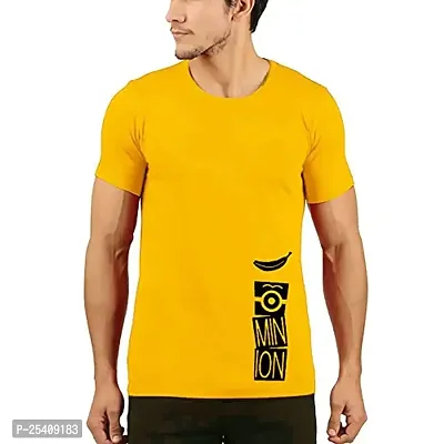LAMS Funny Graphic Printed Trending Quotes Tshirt for Men | Half Sleeves T-Shirt for Women |Minion |100% Cotton Biowash T-Shirt 180GSM for Man Yellow-thumb0