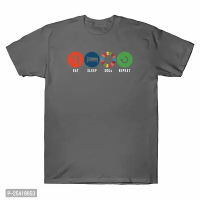 LAMS Eat Sleep SDGs Repeat - Goals 2030 Funny Tee Men's Cotton Short Sleeve T-Shirt Charcoal390