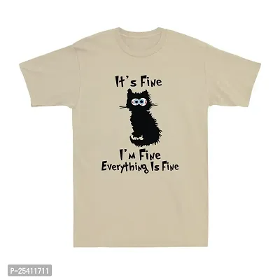 LAMS It's Fine I'm Fine Everything is Fine Funny Black Cat Lover Gift Novelty T-Shirt Sand434