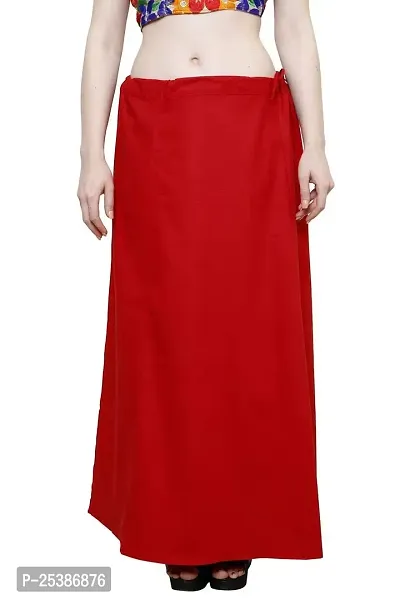 SNV Women's Saree Cotton Saree Underskirt Sari Underwear Petticoats (Red)