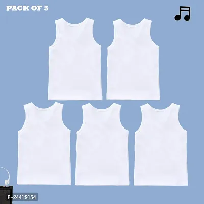 Kids Cotton White Vest(Pack of 5)-thumb2