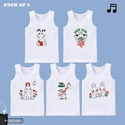 Kids Cotton White Vest(Pack of 5)-thumb0