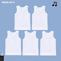 Kids Cotton White Vest(Pack of 5)-thumb1