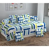 JASHAN Diwan Set with 1 Flat Bedsheet with 5 Cushion Covers and 2 Bolster | Diwan Cotton 8 Pcs Set-thumb2