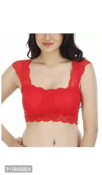 Stylish Red Net Solid Bras For Women