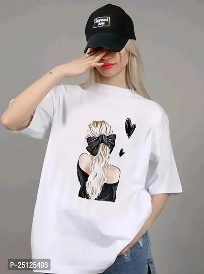 Elegant White Silk Blend Printed Tshirt For Women-thumb0