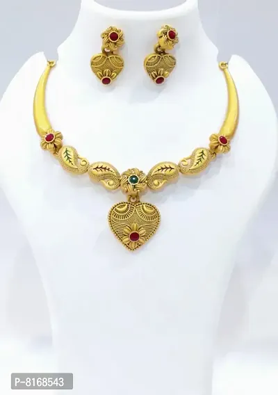 PRADO ANTIQUE GOLDEN NECKLACE WITH EARRINGS SET-thumb0