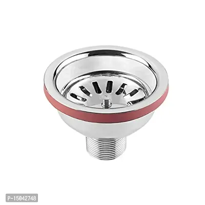 Kitchen Sink Stainless Steel Push Down Strainer Pack Of 1 (8.8 X 7 Cm)-thumb0
