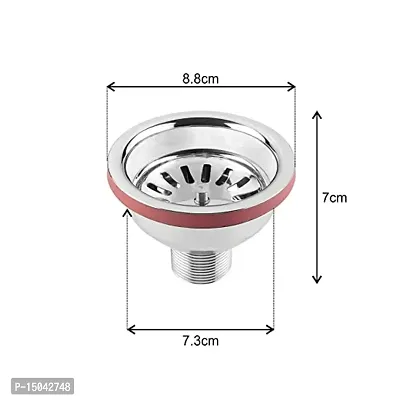Kitchen Sink Stainless Steel Push Down Strainer Pack Of 1 (8.8 X 7 Cm)-thumb2