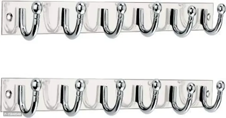 Classic 6-Pin Wall Hook Hanger Khoonti Hook Rail Chrome Finished Pack Of 2-thumb0