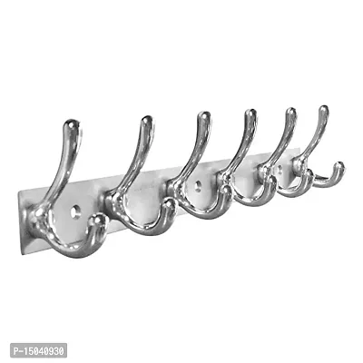 Classic 6 Pin-Chrome Plated Double Hook Wall Hanger Khoonti Pack Of 1-thumb0
