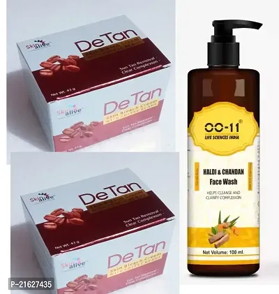 OO-11   Haldi  Chandan Face Wash  Skin alive DeTan Blech Cream with Coffee Beans  Combo