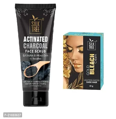 Silk Tree Gold Bleach Cream Activated Charcoal Face Scrub