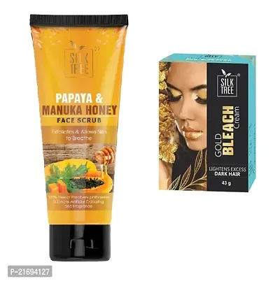 Silk Tree Gold Bleach Cream  Silk Tree  Papaya  Manuka Honey    Face Scrub