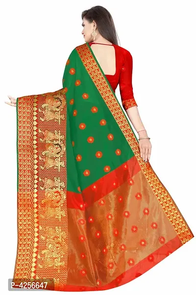 Self Design Banarasi Jacquard Border Cotton Blend Saree With Blouse Piece-thumb3