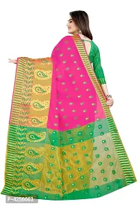 Self Design Banarasi Jacquard Border Cotton Blend Saree With Blouse Piece-thumb2