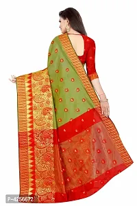 Self Design Banarasi Jacquard Border Cotton Blend Saree With Blouse Piece-thumb2