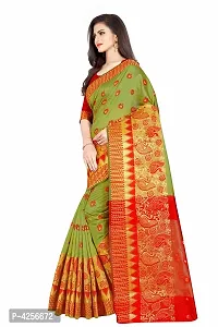 Self Design Banarasi Jacquard Border Cotton Blend Saree With Blouse Piece-thumb1