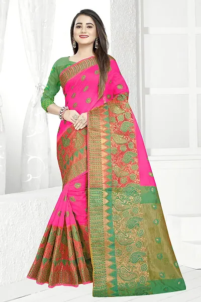 Beautiful Art Silk Woven Design Saree with Blouse piece