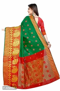 Self Design Banarasi Jacquard Border Cotton Blend Saree With Blouse Piece-thumb2