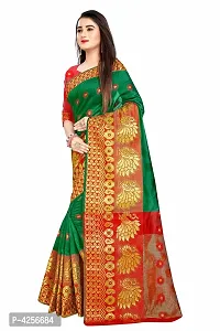 Self Design Banarasi Jacquard Border Cotton Blend Saree With Blouse Piece-thumb1