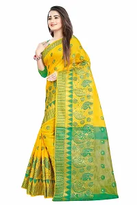 Self Design Banarasi Jacquard Border Cotton Blend Saree With Blouse Piece-thumb1