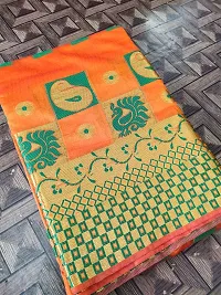 Women's Beautiful Orange Jacquard Cotton Saree with Blouse piece-thumb3