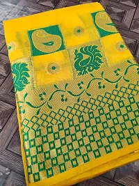 Women's Beautiful Yellow Jacquard Cotton Saree with Blouse piece-thumb3