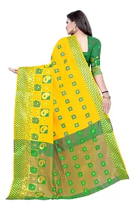 Women's Beautiful Yellow Jacquard Cotton Saree with Blouse piece-thumb1