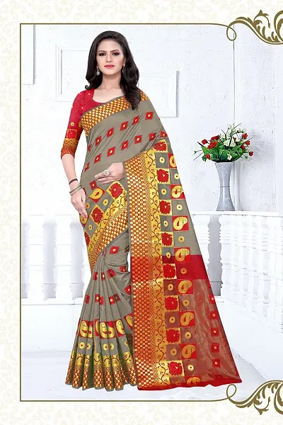 Stylish Art Silk Zari Woven Saree With Blouse Piece