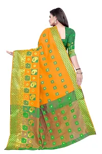 Women's Beautiful Golden Jacquard Cotton Saree with Blouse piece-thumb1