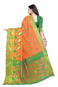 Women's Beautiful Orange Jacquard Cotton Saree with Blouse piece-thumb1