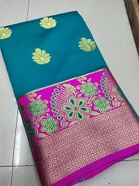 Turquoise Art Silk Jacquard Sarees For Women-thumb1