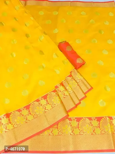 Yellow Art Silk Jacquard Sarees For Women