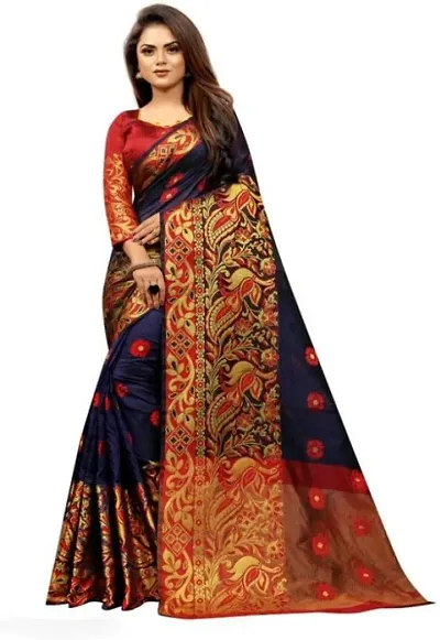 Stylish Art Silk Woven Design Saree with Blouse piece