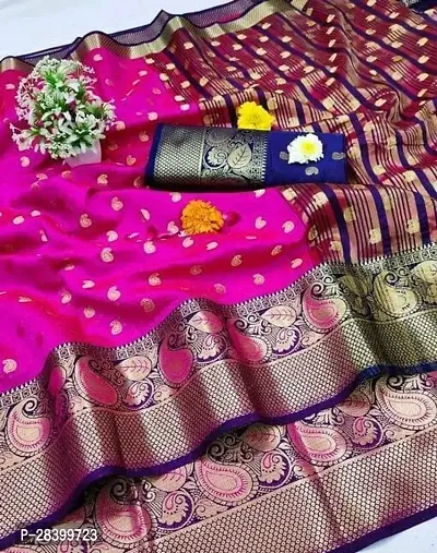 Cotton Silk Jacquard Butta Work Sarees with Blouse Piece