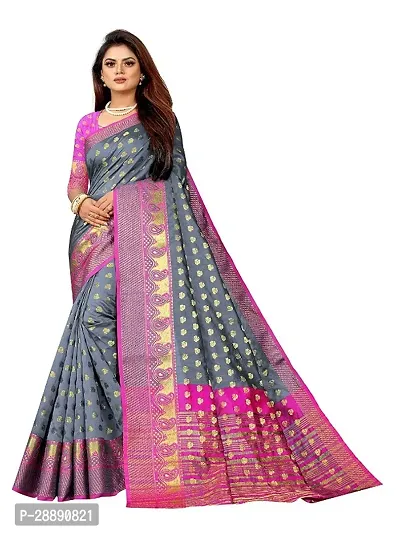 Cotton Silk Jacquard Butta Weaving Sarees with Blouse Piece