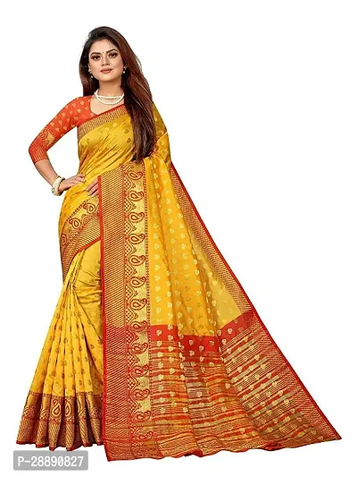 Cotton Silk Jacquard Butta Weaving Sarees with Blouse Piece