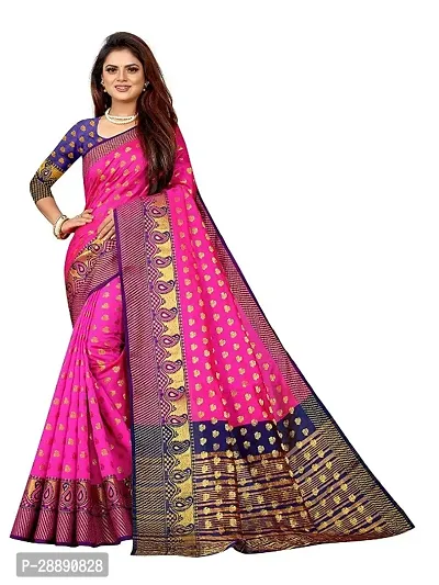 Cotton Silk Jacquard Butta Weaving Sarees with Blouse Piece-thumb0