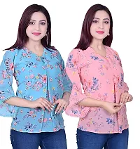 Cayon Tops for Girls | Tops for Girls Tops for Girls Stylish | Tops for Girls Stylish Latest | Combo of 2 (7-8 Years, Pink and Blue)-thumb1