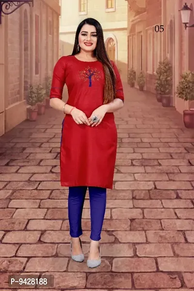 Beautiful Cotton Slub Stitched Kurta for Women-thumb0